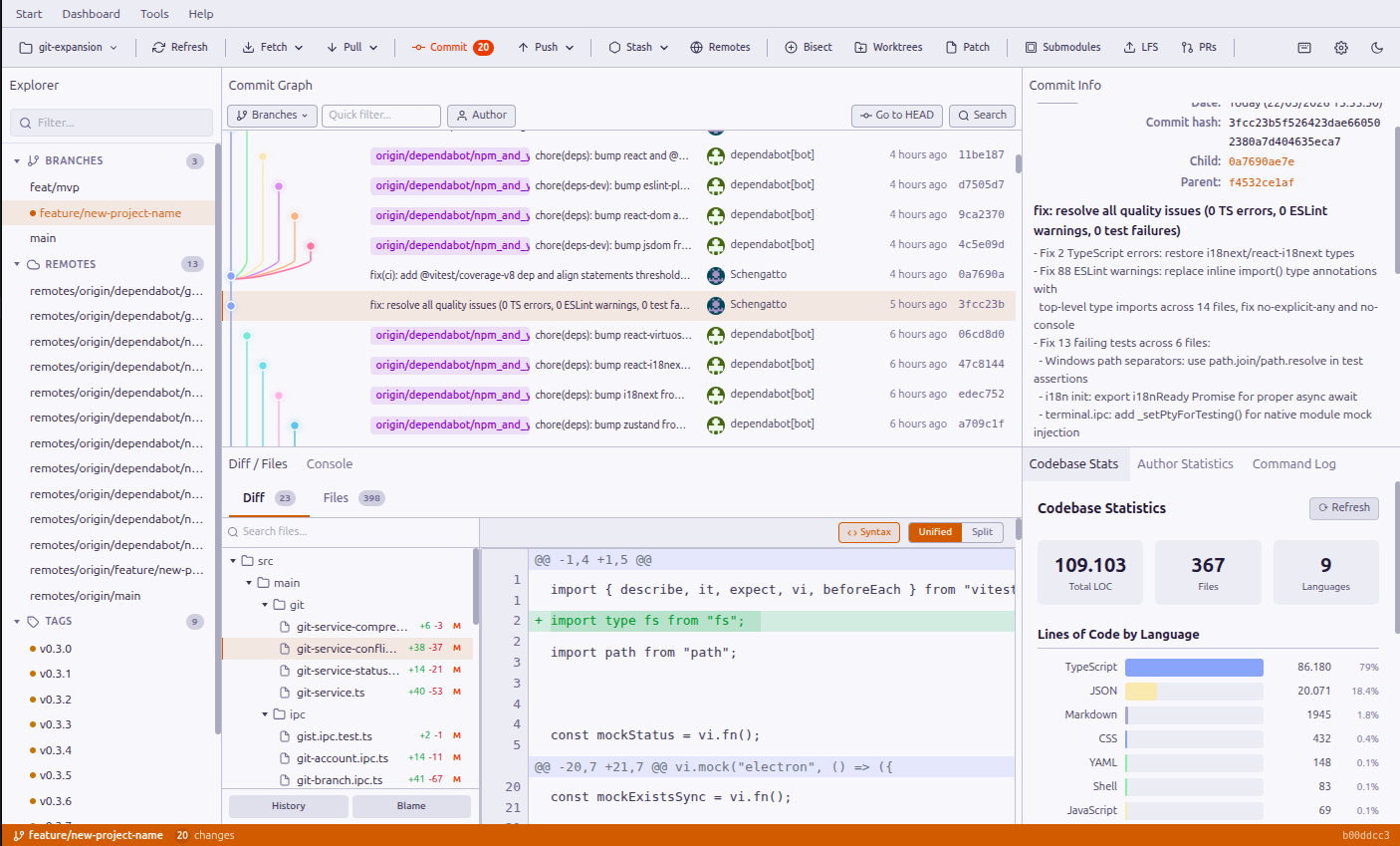 GitPress main interface in light theme